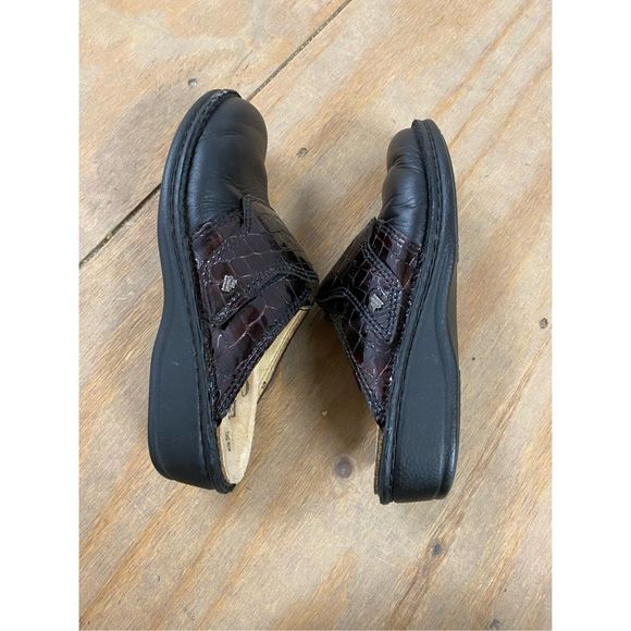 FINN COMFORT AUSSEE SOFT Black/Croc Slip On Mules Shoes Size EU 39 / US 8 - Picture 10 of 13